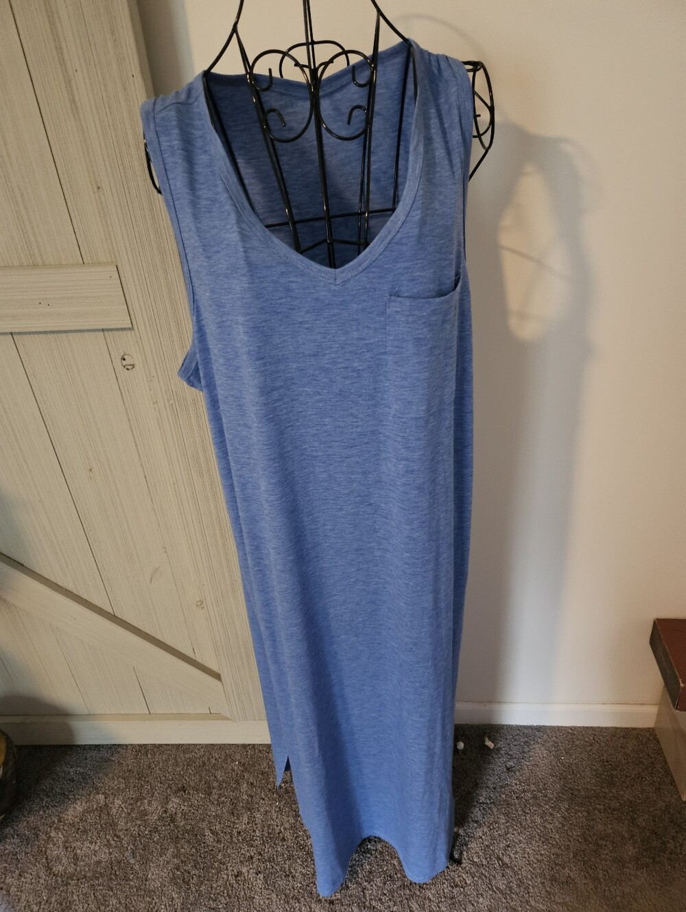Sleeveless V-Neck Maxi Dress in Heather Blue,sz 2xl, $13